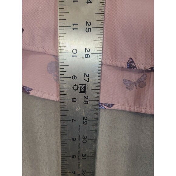 eddie bauer womens fishing camp shirt size XL classic fit pink butterfly print - Picture 5 of 7